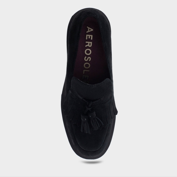 Aerosoles Gibes Heeled chunky Loafer Black Genuine Suede sz 9.5 SH461 - Picture 3 of 7